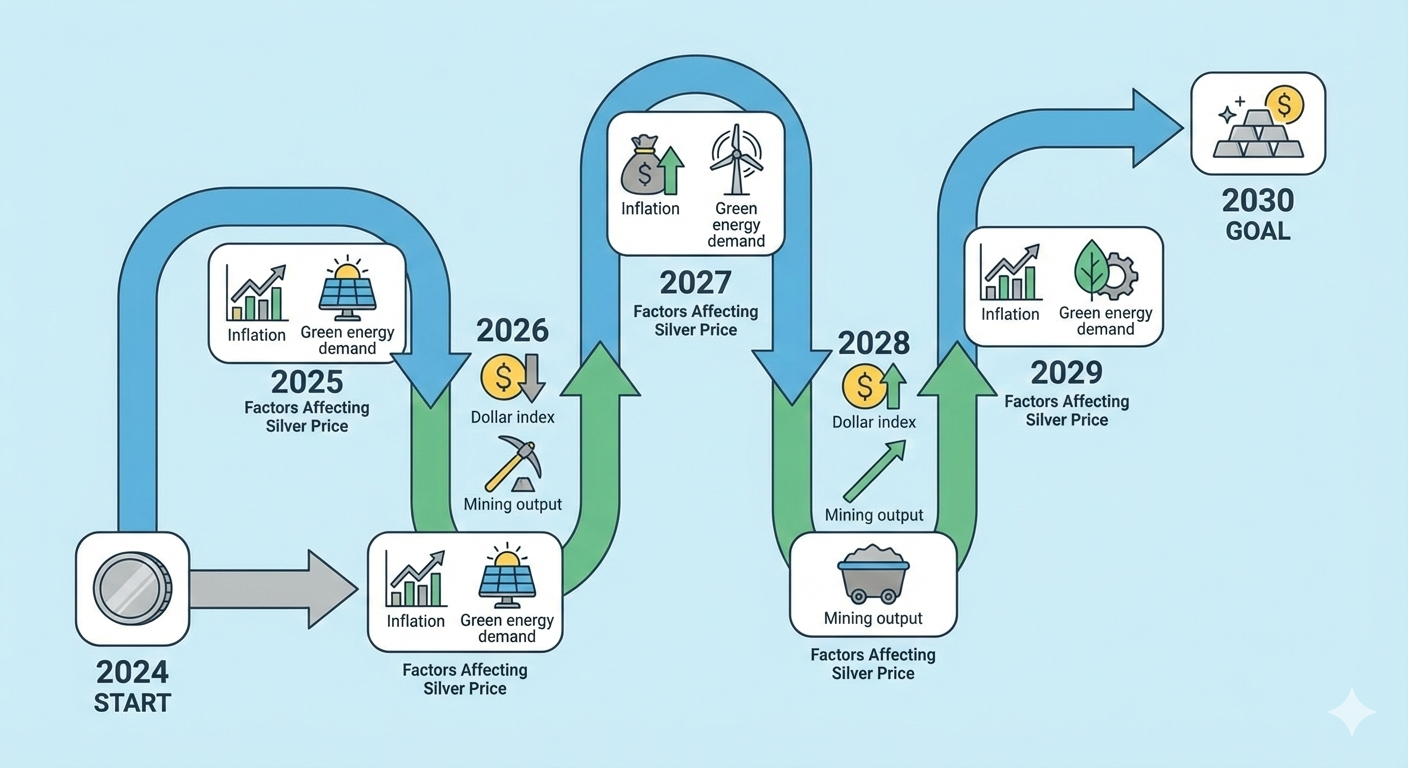 silver price prediction 2030 factors roadmap milestones